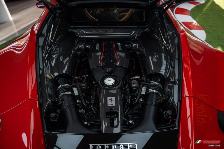 Ferrari 488 Pista engine front view - Rosso Corsa